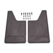 Splash Guard - Heavy Duty (flat), Rear Pair, Black with Ford Logo