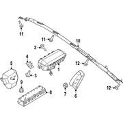Air Bags Instrument Panel Bag Knee <br>An inflator module mounted to the - Left