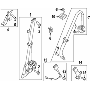 Belt Seat <br>Seat Lap and Shoulder Fender bracket Pretensioner RETRA Retractor Bucket