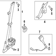 Seat Belt Lap and Shoulder Retractor Pretensioner - Left, Front