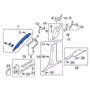 Body A-Pillar Trim Panel Windshield molding - Left