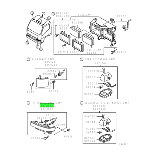 MC140647 | Mitsubishi FUSO® | Front Left Hand Turn Signal Lamp Assembly ...