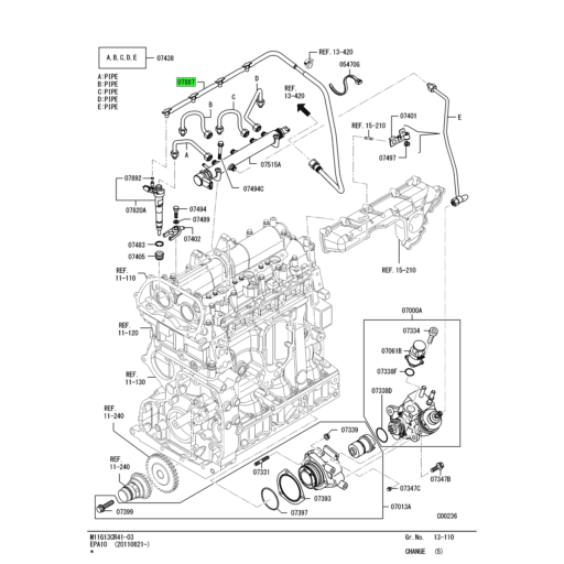 QC000455 Genuine Mitsubishi FUSO® Fuel Injector Return Pipe Source