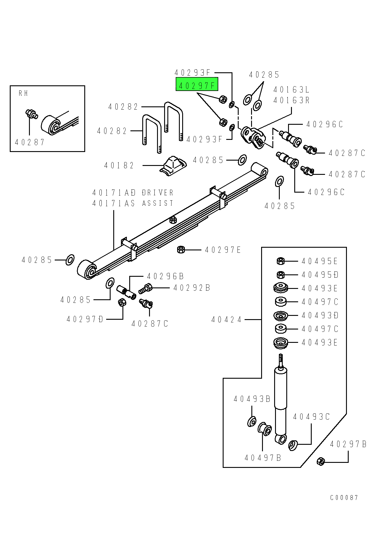 MC040464 Mitsubishi FUSO | Front Suspension Spring Nut