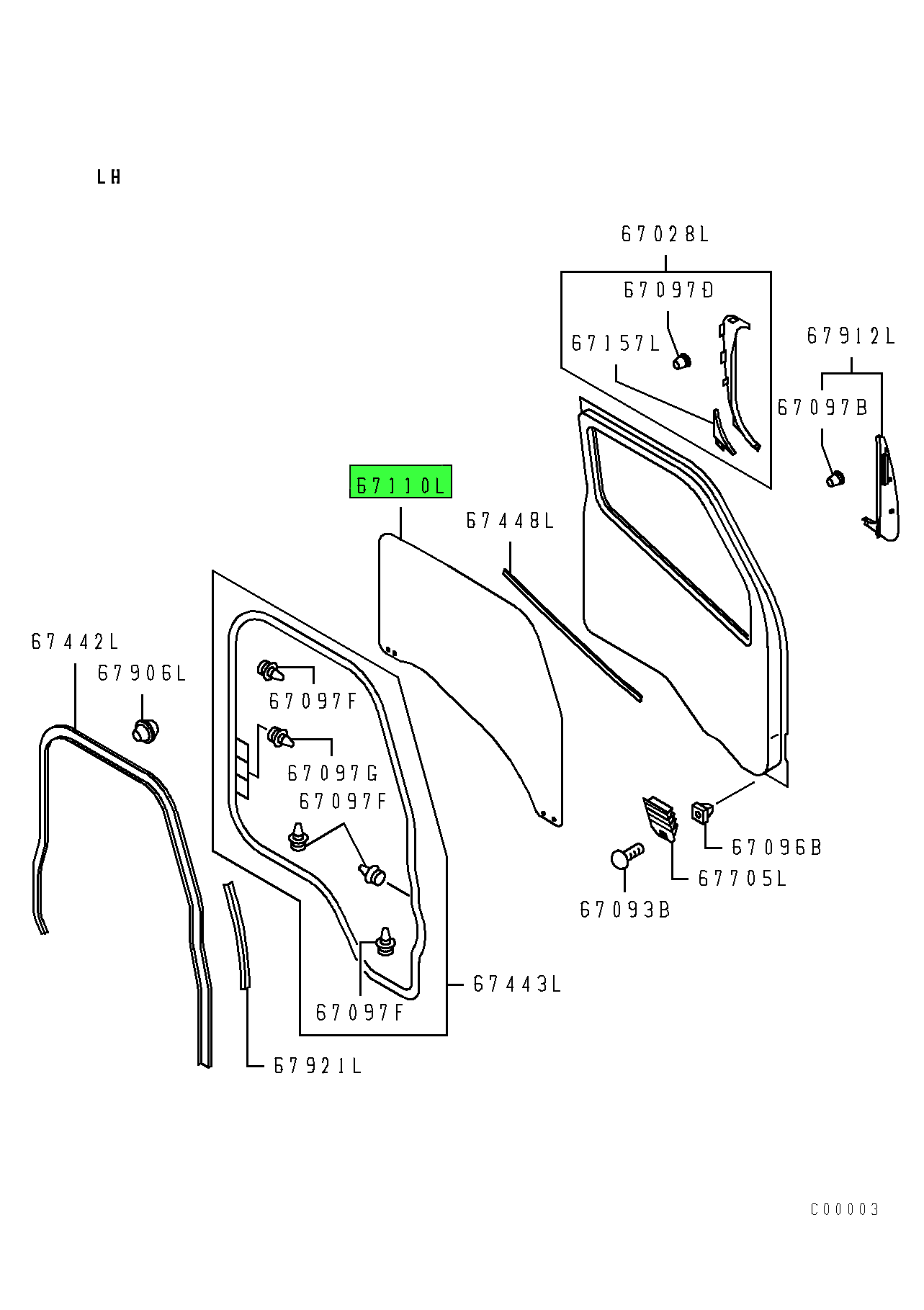 MK580871 Mitsubishi FUSO | Left Hand Front Door Window Glass