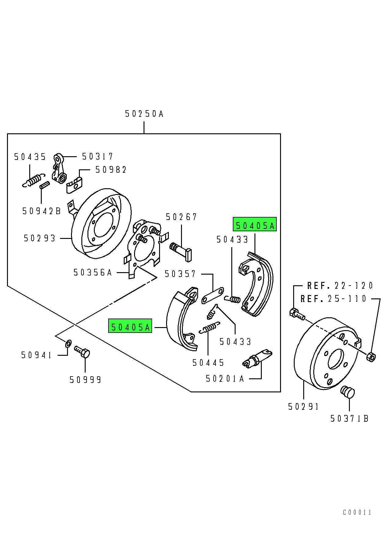 MK501035 | Genuine Mitsubishi FUSO® Parking Brake Shoe Assembly