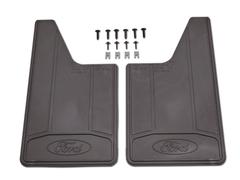 Splash Guard - Heavy Duty (flat), Rear Pair, Black with Ford Logo