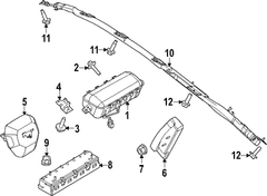 Air Bags Instrument Panel Bag Knee <br>An inflator module mounted to the - Left