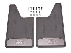 Splash Guard - Heavy Duty (flat), Rear Pair, Black with Bright Accent