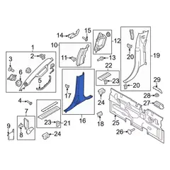 Door Pillar Post Trim Set Body Side Panel - Left, Inner