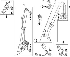 Belt Seat <br>Seat Lap and Shoulder Fender bracket Pretensioner RETRA Retractor Bucket