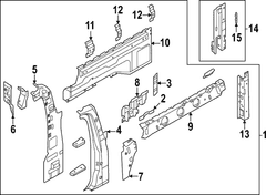 Truck Bed Panel Reinforcement Body Side Quarter - Right, Rear, Inner