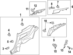 Body C-Pillar Trim Panel Bracket Guide <br>A for a c pillar Side Air Curtain