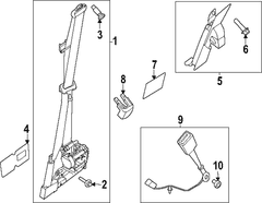 Belt Seat <br>Seat Lap and Shoulder Fender bracket Pretensioner RETRA Retractor Bucket