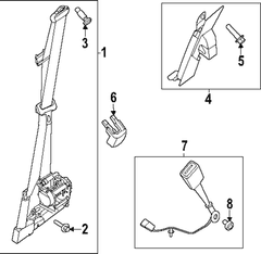 Seat Belt Lap and Shoulder Retractor Pretensioner - Left, Front