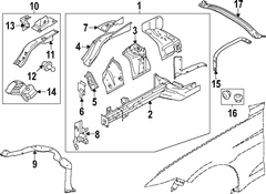 Fender Rail <br>Sheetmetal structure used to support the Apron/ Extension panel REINFORCED
