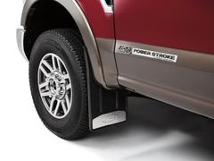 Premium Flat Black Splash Guards with Black with Stainless Steel Insert, Front Pair