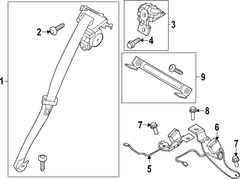 Belt Seat <br>Seat Lap and Shoulder Repair Kit Retractor Indigo - Left, Rear, Outer (COUPE