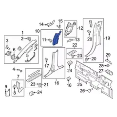 Door Pillar Post Trim Set Body Side Panel - Right, Inner