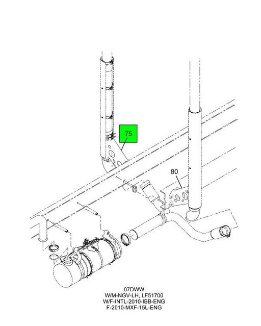 3851815C1 | Genuine Navistar International® STANCHION TAILPIPE 3BBOX N/12  INCH RAIL